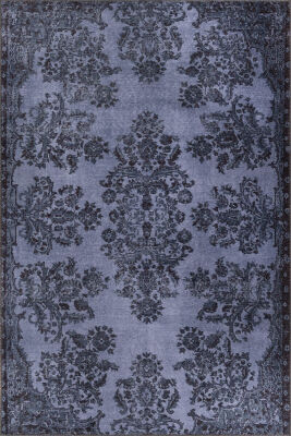 Folk Vintage Desenli Dokuma Taban Dekoratif Lacivert Halı BA 37 - 2