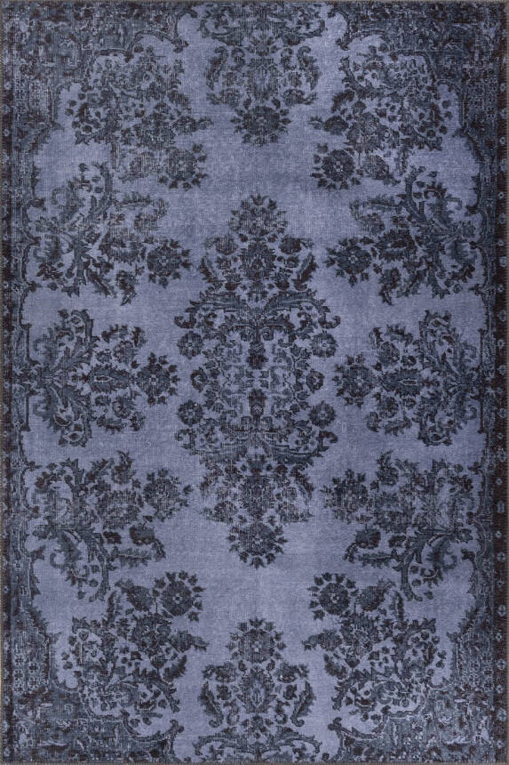 Folk Vintage Desenli Dokuma Taban Dekoratif Lacivert Halı BA 37 - 2