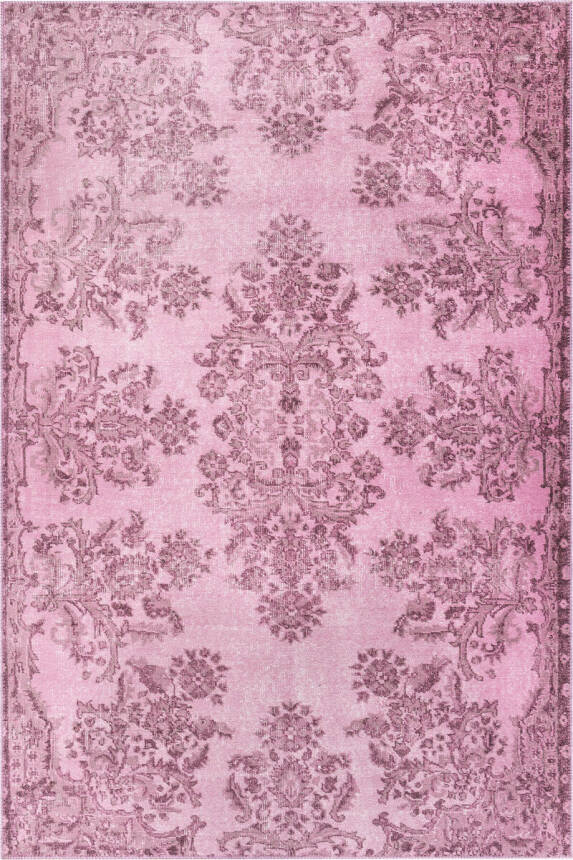 Folk Vintage Desenli Dokuma Taban Dekoratif Pembe Halı BA 02 - 2