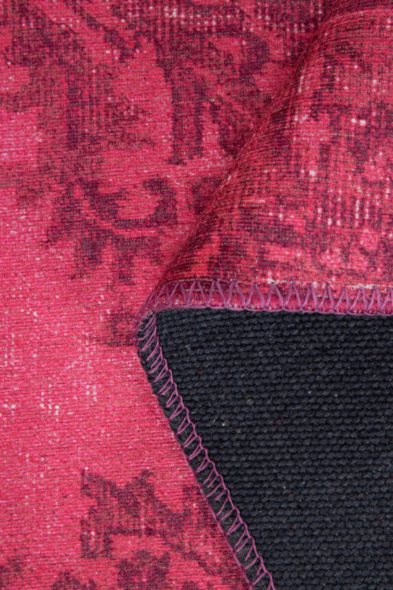 Folk Vintage Desenli Dokuma Taban Dekoratif Pembe Halı BA 38 - 5