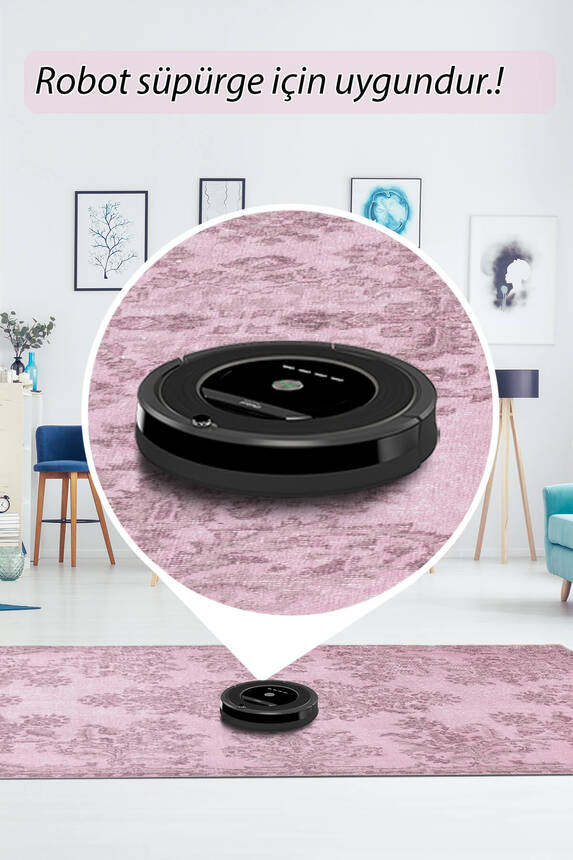 Outlet 140x190 Folk Vintage Desenli Dokuma Taban Dekoratif Pembe Halı BA-02 - 8