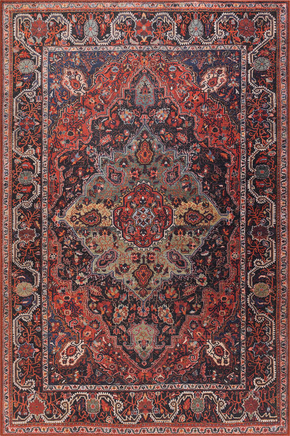 Folk Vintage Desenli Dokuma Taban Dekoratif Renkli Halı BA 07 - 2