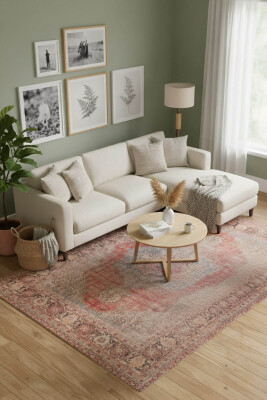 Folk Vintage Desenli Dokuma Taban Dekoratif Renkli Halı BA 35 - Artloop