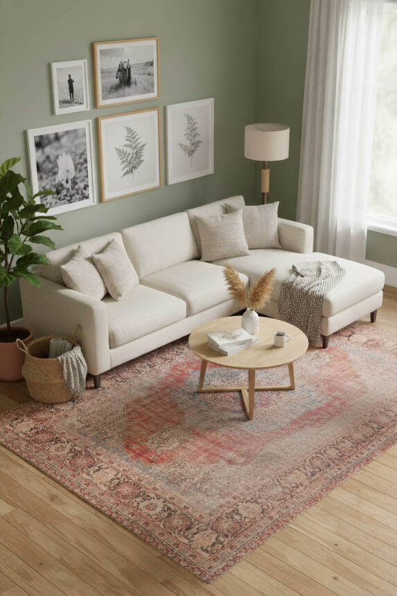 Folk Vintage Desenli Dokuma Taban Dekoratif Renkli Halı BA 35 - 1