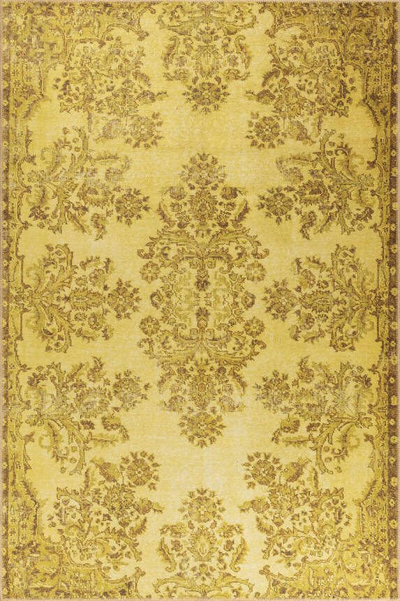 Folk Vintage Desenli Dokuma Taban Dekoratif Sarı Halı BA 40 - 2