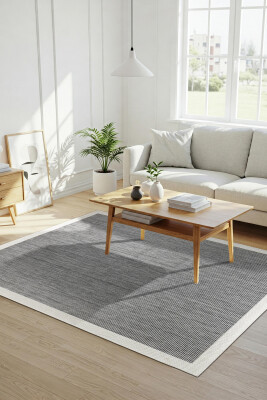 Gri Sisal Dokumalı Yıkanabilir Kaymaz Halı Mutfak Halısı Yolluk Salon Halısı ALS 07 - Artloop - Oturma Odası Halısı