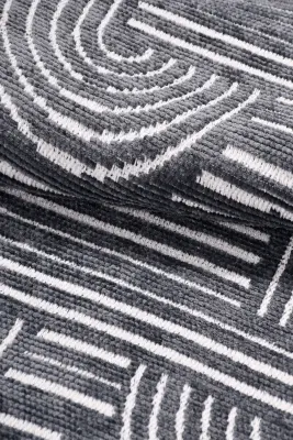 İmge Antrasit Beyaz Kaydırmaz Taban, Robot Süpürgeye Uyumlu Kolay Temizlenebilir Oturma Odası, Koridor Halısı RP 70 - 5