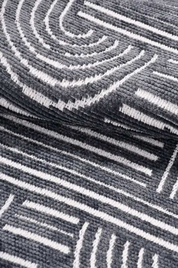 İmge Antrasit Beyaz Kaydırmaz Taban, Robot Süpürgeye Uyumlu Kolay Temizlenebilir Oturma Odası, Koridor Halısı RP 70 - 5