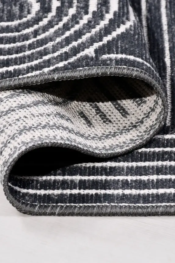 İmge Antrasit/Beyaz Kaydırmaz Taban, Robot Süpürgeye Uyumlu Kolay Temizlenebilir Oturma Odası, Koridor Halısı RP 70 - 6