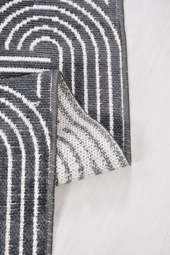 İmge Antrasit/Beyaz Kaydırmaz Taban, Robot Süpürgeye Uyumlu Kolay Temizlenebilir Oturma Odası, Koridor Halısı RP 70 - 7