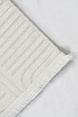 İmge Beyaz Kaydırmaz Taban, Robot Süpürgeye Uyumlu Kolay Temizlenebilir Oturma Odası, Koridor Halısı RP 71 - 5