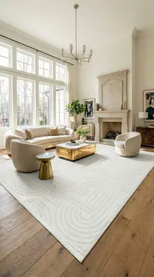 İmge Beyaz Kaydırmaz Taban, Robot Süpürgeye Uyumlu Kolay Temizlenebilir Oturma Odası, Koridor Halısı RP 71 - 7