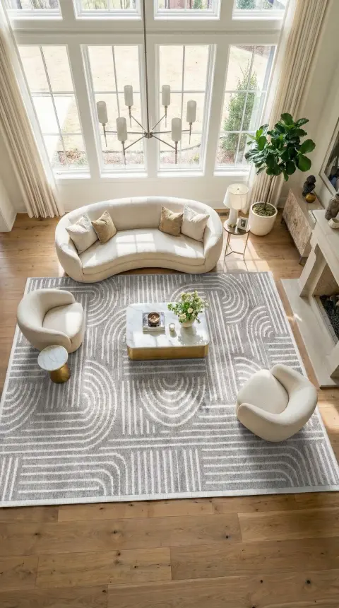 İmge Gri Beyaz Kaydırmaz Taban, Robot Süpürgeye Uyumlu Kolay Temizlenebilir Oturma Odası, Koridor Halısı RP 69 - 3