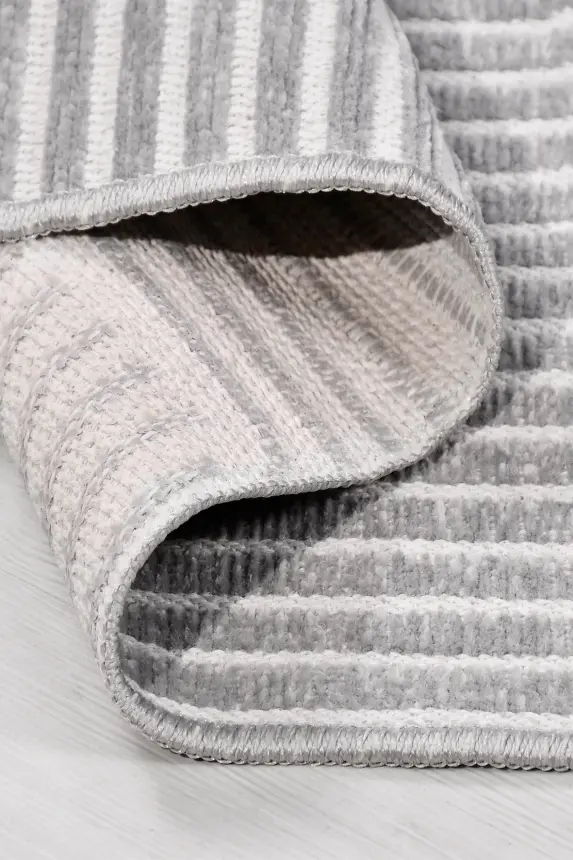 İmge Gri Beyaz Kaydırmaz Taban, Robot Süpürgeye Uyumlu Kolay Temizlenebilir Oturma Odası, Koridor Halısı RP 69 - 4