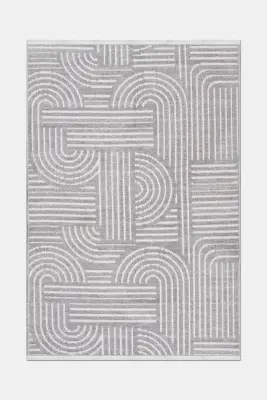 İmge Gri Beyaz Kaydırmaz Taban, Robot Süpürgeye Uyumlu Kolay Temizlenebilir Oturma Odası, Koridor Halısı RP 69 - 5