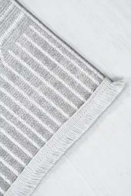 İmge Gri Beyaz Kaydırmaz Taban, Robot Süpürgeye Uyumlu Kolay Temizlenebilir Oturma Odası, Koridor Halısı RP 69 - 6