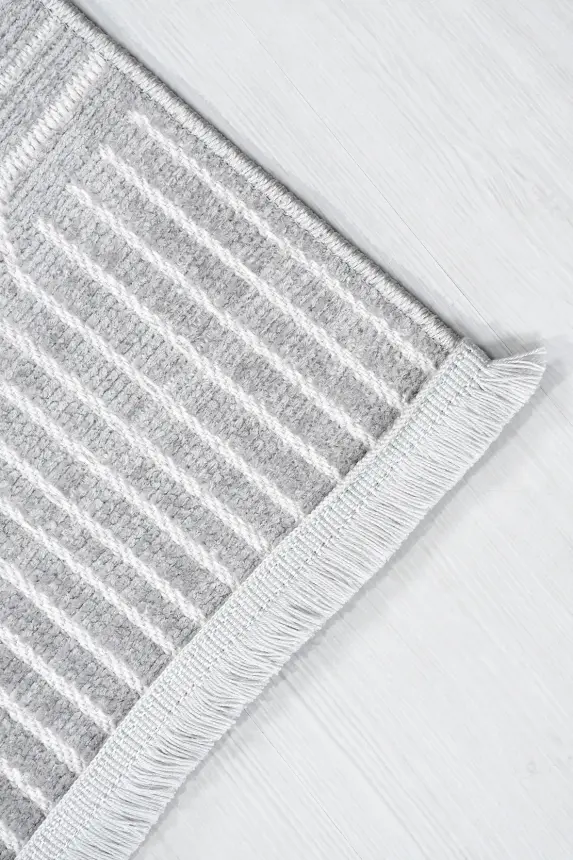 İmge Gri Beyaz Kaydırmaz Taban, Robot Süpürgeye Uyumlu Kolay Temizlenebilir Oturma Odası, Koridor Halısı RP 69 - 6