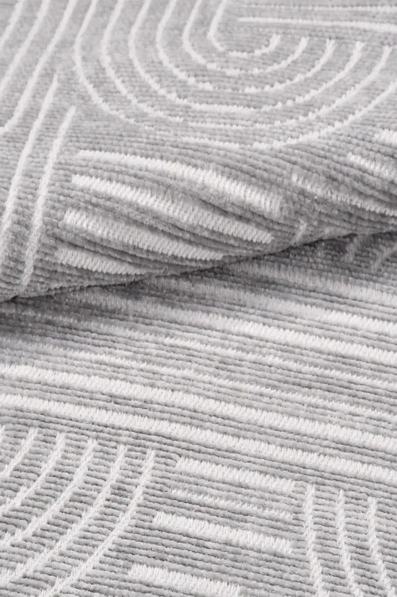 İmge Gri Beyaz Kaydırmaz Taban, Robot Süpürgeye Uyumlu Kolay Temizlenebilir Oturma Odası, Koridor Halısı RP 69 - 7