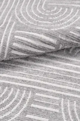 İmge Gri/Beyaz Kaydırmaz Taban, Robot Süpürgeye Uyumlu Kolay Temizlenebilir Oturma Odası, Koridor Halısı RP 69 - 7