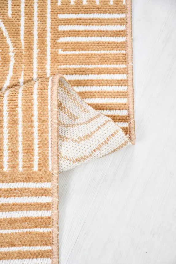 İmge Hardal Beyaz Kaydırmaz Taban, Robot Süpürgeye Uyumlu Kolay Temizlenebilir Oturma Odası, Koridor Halısı RP 68 - 2