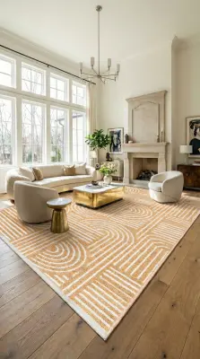 İmge Hardal Beyaz Kaydırmaz Taban, Robot Süpürgeye Uyumlu Kolay Temizlenebilir Oturma Odası, Koridor Halısı RP 68 - 1