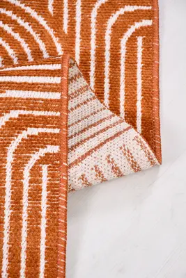 İmge Kiremit Beyaz Kaydırmaz Taban, Robot Süpürgeye Uyumlu Kolay Temizlenebilir Oturma Odası, Koridor Halısı RP 66 - 4