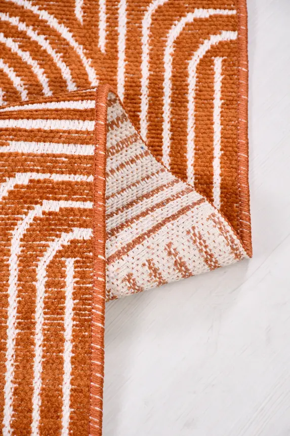 İmge Kiremit Beyaz Kaydırmaz Taban, Robot Süpürgeye Uyumlu Kolay Temizlenebilir Oturma Odası, Koridor Halısı RP 66 - 4