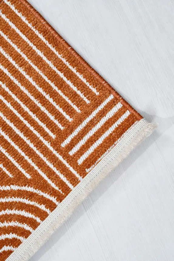 İmge Kiremit Beyaz Kaydırmaz Taban, Robot Süpürgeye Uyumlu Kolay Temizlenebilir Oturma Odası, Koridor Halısı RP 66 - 7