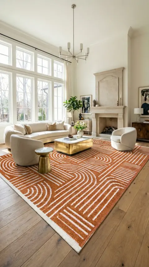 İmge Kiremit/Beyaz Kaydırmaz Taban, Robot Süpürgeye Uyumlu Kolay Temizlenebilir Oturma Odası, Koridor Halısı RP 66 - 3