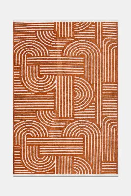 İmge Kiremit/Beyaz Kaydırmaz Taban, Robot Süpürgeye Uyumlu Kolay Temizlenebilir Oturma Odası, Koridor Halısı RP 66 - 6