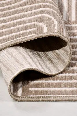 İmge Vizon/Beyaz Kaydırmaz Taban, Robot Süpürgeye Uyumlu Kolay Temizlenebilir Oturma Odası, Koridor Halısı RP 67 - 3