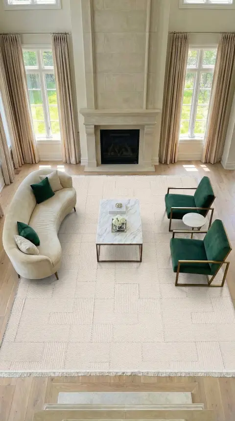 Messa Beyaz Robot Süpürgeye Uyumlu Kolay Temizlenebilir Oturma Odası, Koridor, Yatak Odası Halısı RP 82 - 2