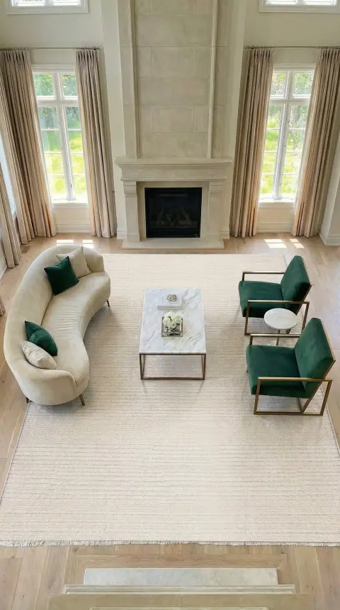 Messa Beyaz Robot Süpürgeye Uyumlu Kolay Temizlenebilir Oturma Odası, Koridor, Yatak Odası Halısı RP 84 - 1