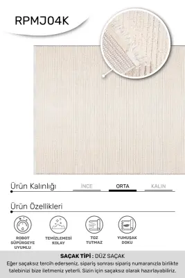 Messa Beyaz Robot Süpürgeye Uyumlu Kolay Temizlenebilir Oturma Odası, Koridor, Yatak Odası Halısı RP 84 - 5