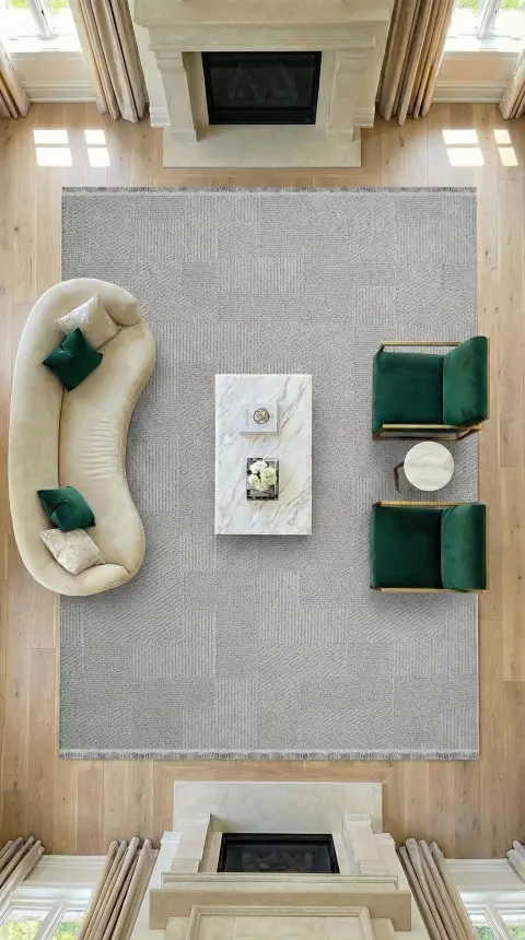 Messa Gri Robot Süpürgeye Uyumlu Kolay Temizlenebilir Oturma Odası, Koridor, Yatak Odası Halısı RP 85 - 3