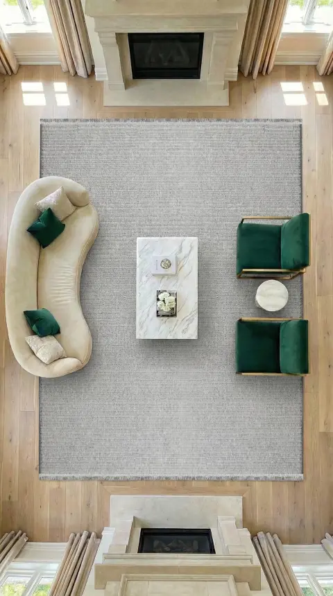 Messa Gri Robot Süpürgeye Uyumlu Kolay Temizlenebilir Oturma Odası, Koridor, Yatak Odası Halısı RP 86 - 5