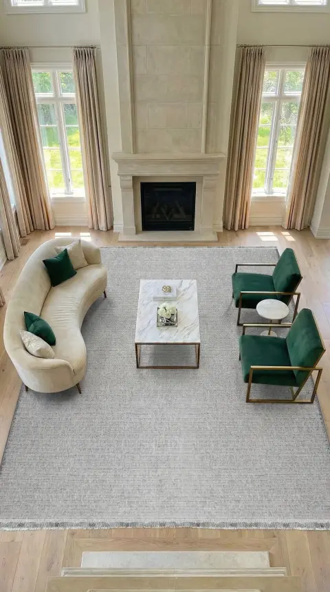 Messa Gri Robot Süpürgeye Uyumlu Kolay Temizlenebilir Oturma Odası, Koridor, Yatak Odası Halısı RP 86 - 6