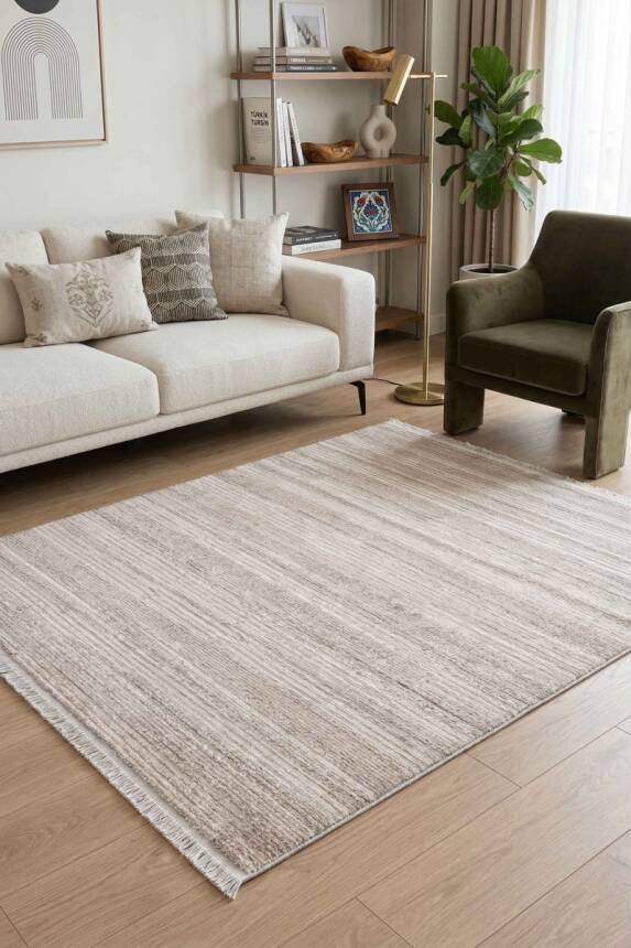 Messa Vizon Beyaz Robot Süpürgeye Uyumlu Kolay Temizlenebilir Oturma Odası, Koridor, Yatak Odası Halısı RP 81 - 1