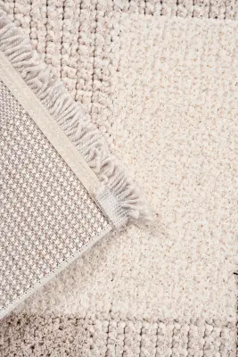 Messa Vizon Krem Robot Süpürgeye Uyumlu Kolay Temizlenebilir Oturma Odası, Koridor, Yatak Odası Halısı RP 83 - 3