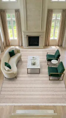 Messa Vizon/Beyaz Robot Süpürgeye Uyumlu Kolay Temizlenebilir Oturma Odası, Koridor, Yatak Odası Halısı RP 81 - 1