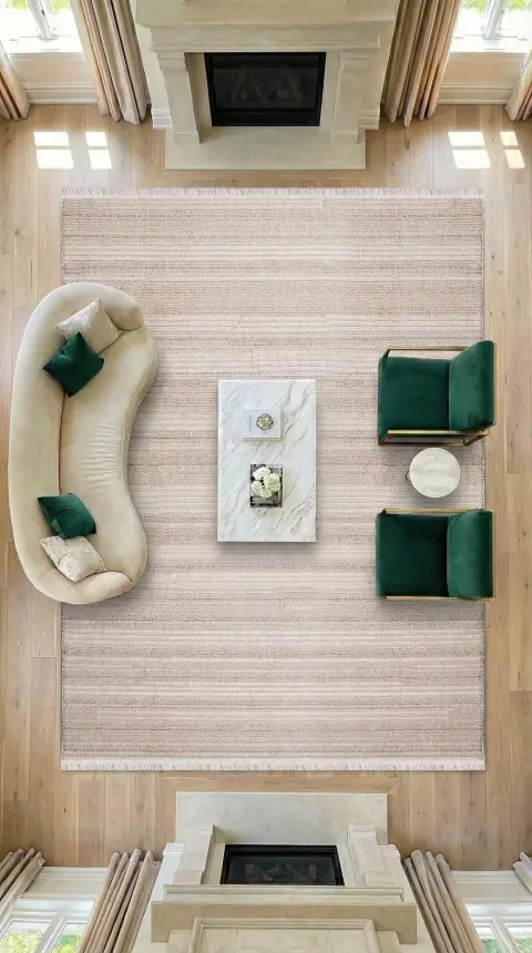 Messa Vizon/Beyaz Robot Süpürgeye Uyumlu Kolay Temizlenebilir Oturma Odası, Koridor, Yatak Odası Halısı RP 81 - 8