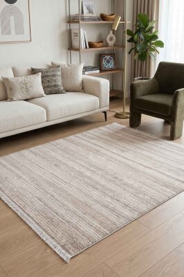 Messa Vizon/Beyaz Robot Süpürgeye Uyumlu Kolay Temizlenebilir Oturma Odası, Koridor, Yatak Odası Halısı RP 81 - Artloop