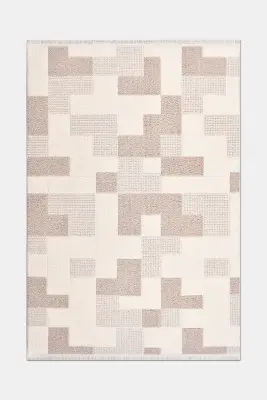 Messa Vizon/Krem Robot Süpürgeye Uyumlu Kolay Temizlenebilir Oturma Odası, Koridor, Yatak Odası Halısı RP 83 - 3