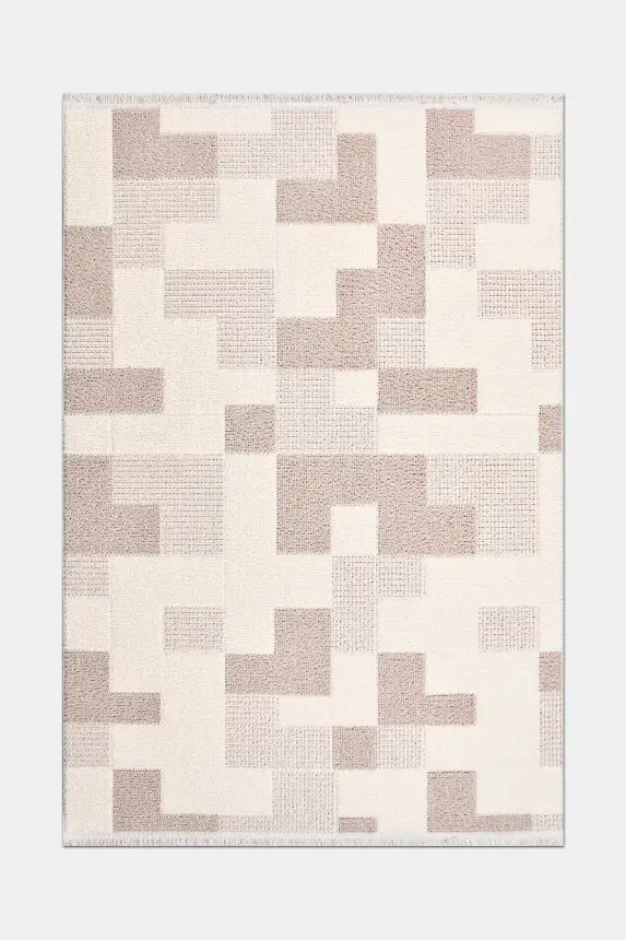 Messa Vizon/Krem Robot Süpürgeye Uyumlu Kolay Temizlenebilir Oturma Odası, Koridor, Yatak Odası Halısı RP 83 - 3