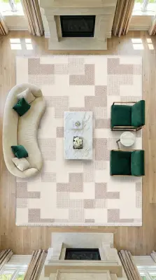 Messa Vizon/Krem Robot Süpürgeye Uyumlu Kolay Temizlenebilir Oturma Odası, Koridor, Yatak Odası Halısı RP 83 - 4