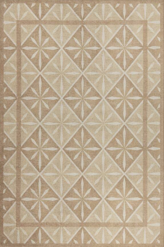 Nora Bej Geometrik Desenli Dokuma Tabanlı Modern Şönil Halı AL 503 - 2