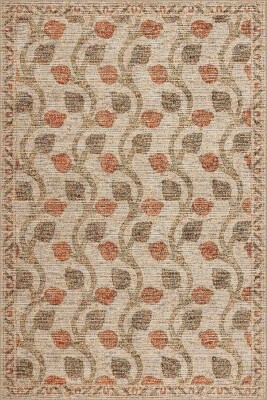 Nora Bej / Turuncu Vintage Dokulu Nar Desenli Dokuma Tabanlı Şönil Halı AL 486 - 2