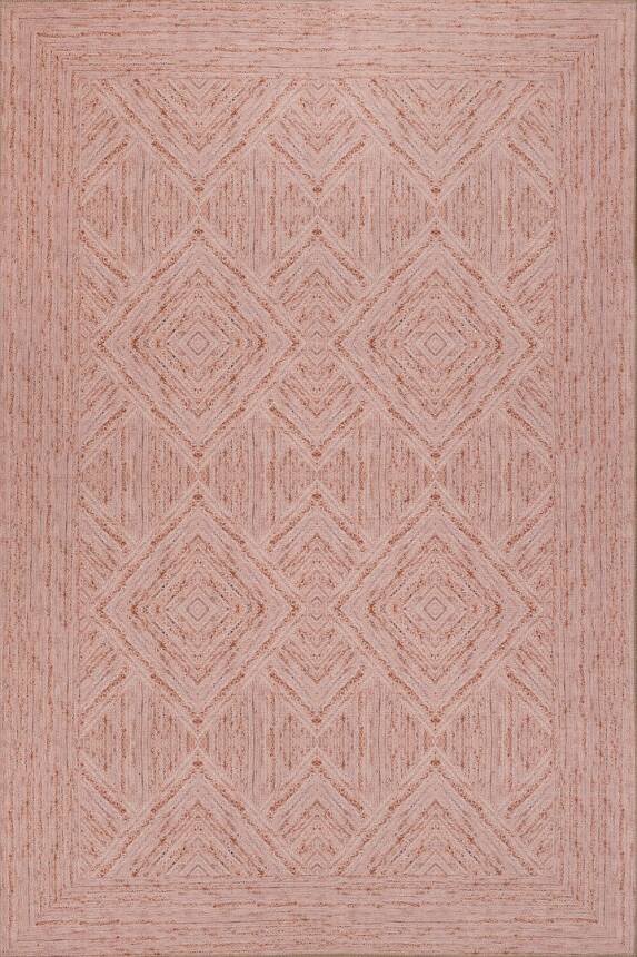 Nora Pudra Geometrik Desenli Dokuma Tabanlı Modern Şönil Halı AL 497 - 2