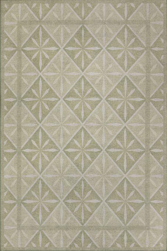 Nora Yeşil Geometrik Desenli Dokuma Tabanlı Modern Şönil Halı AL 499 - 2