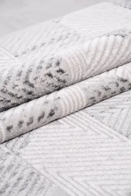 Nova Gri Krem Robot Süpürgeye Uyumlu Kolay Temizlenebilir Halı Oturma Odası ve Koridor Halısı RP 08 - 6